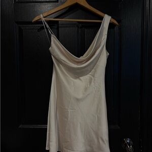 Morning Mist Satin Cowl Neck Mini Dress